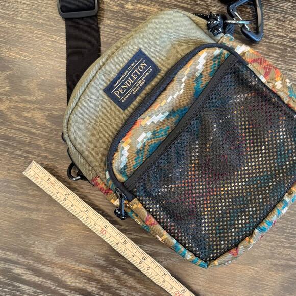 Pendleton Smith Rock Crossbody Bag 9"x8" Southwestern Aztec Green Travel Mesh - Picture 10 of 12